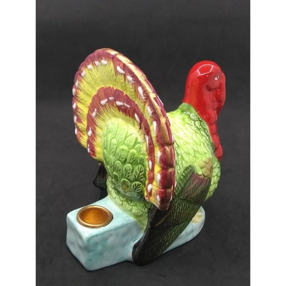 VTG Vermont Store Give Thanks ceramic Turkey Candle Holder W/Box 7" approx. - Picture 11 of 12